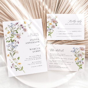 Boho Wildflower Botanical Wedding Invitation