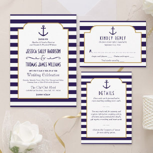 Nautical Anchor Wedding Photo Save The Date Real Foil Invitation