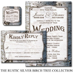 The Rustic Silver Birch Tree Wedding Collection Invitation