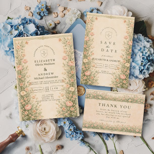 Vintage Rose Garden Arch Wedding RSVP Card