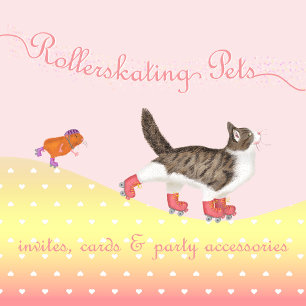 Cat guinea pig rollerskating party invite (small)