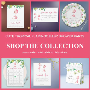 Cute Tropical Pink Flamingo Baby Shower Invitation