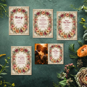 Photo Victorian Ornate Floral Frame Wedding Save The Date