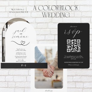 Modern Wedding   Arch Invites   Minimal Black Acrylic Invitations