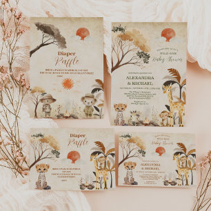 Photo Wild One Safari Animals Boy Baby Shower Thank You Card