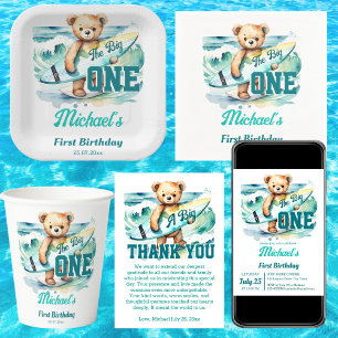 The big one surfing birthday party tableware paper plates