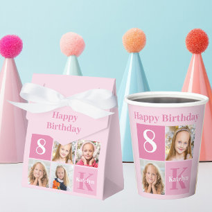 Pretty Pink Girls Photo Custom Birthday Party Favor Boxes