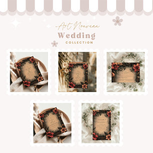 Dark Floral Art Nouveau Wedding Invitation