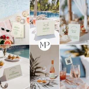 Retro Modern Green & Yellow Bridesmaid Proposal Invitation