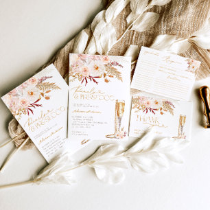 Photo Pearls and Prosecco Floral Bridal Shower Invitation