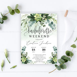 Boho greenery succulent floral foliage vow renewal invitation