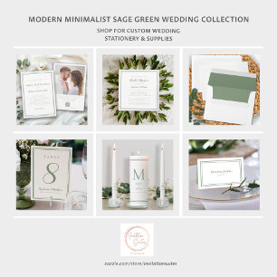 Simple Sage Greem White Wedding Modern Minimalist Envelope
