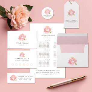 Chic Watercolor Blush Pink Rose Pricing & Services Flyer