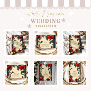 Classic Floral Wedding Art Nouveau Thank You Card