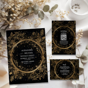 Mystical Celestial Black and Gold Wedding Menu