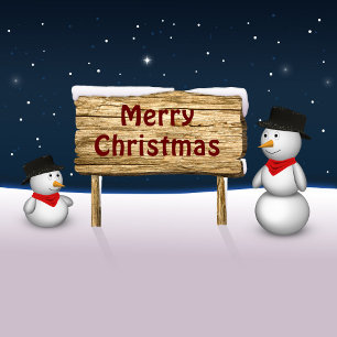 Cute Snowmen wishing Merry Christmas Holiday Card