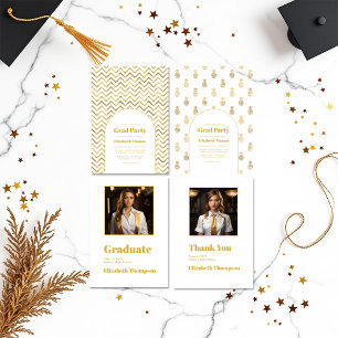 Gold Pineapple Transparent Graduation Party Acrylic Invitations
