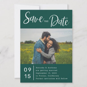 Dark Green Three Hearts Photo Wedding Invitation