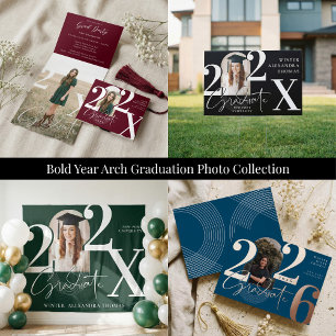 Minimal Modern Bold Graduation Year Arch Photo Tri-Fold Invitation