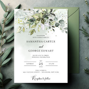 Boho greenery eucalyptus foliage gold Guest Book
