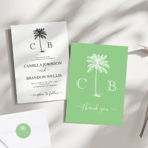 Vintage Monogram Tropical Palm Trees Wedding Embosser
