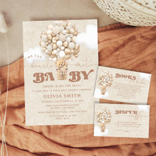 Teddy Bear Balloon Baby Diaper Raffle Ticket Enclosure Card