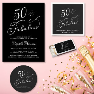50th Birthday Black Party Favor Matchboxes