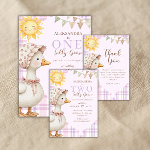 One Silly Goose Girl 1st Birthday Party Watercolor Paper Plates