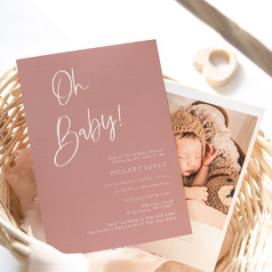 Dusty Pink/ Rose Bohemian Baby Shower Invitation