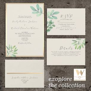 Greenery Gold Wedding Place Card