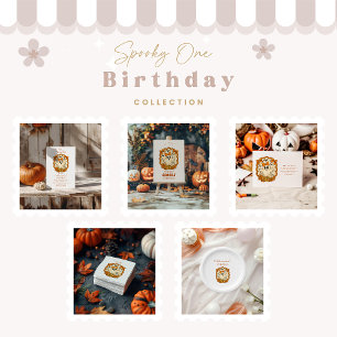 Sunflower Lace Ghost Halloween 1st Birthday Thank You Card