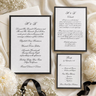 Traditional Black Frame Wedding Details Letterpress Enclosure Card