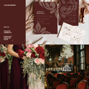 Classic Damask Mahogany Red Photo Seating Chart Foam Board