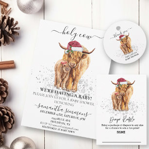 Diaper Raffle Christmas Winter Highland Cow   Enclosure Card
