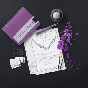 Elegant Marble and Wreath Wedding Invitation