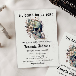 Till Death Do us Part Gothic Skull Bridal Shower  Invitation