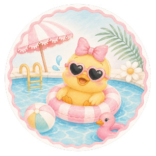 Splish Splash Pink Duck Pool Party Paper Plates 