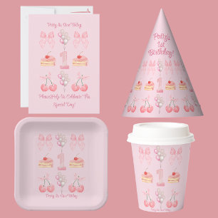 Baby's First Birthday Pastel Pink Bows  Favor Bag