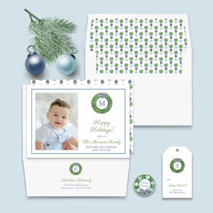 Simple Elegant Greenery Wreath Merry Christmas Gift Tags