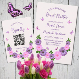 He Makes Her Heart Flutter Butterfly Bridal Shower Enclosure Card