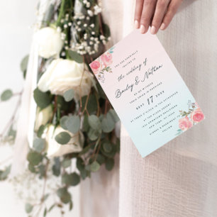 French Garden Ombre Wedding Reception Invitation