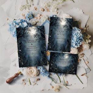 Moody Dark Woodland Wedding Save The Date