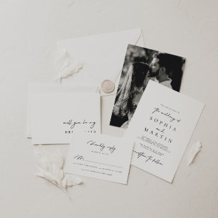 Simple Modern Black & White Calligraphy Wedding Envelope