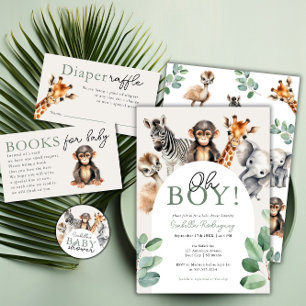 Jungle Safari Animals Baby Shower Thank You Card