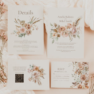 Whimsical Wildflower Meadow Wedding All In One Invitation