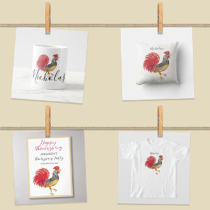 Thanksgiving Watercolor Rooster Personalized Apron