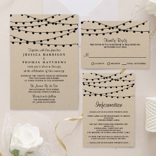 The Rustic Kraft String Lights Wedding Collection Invitation