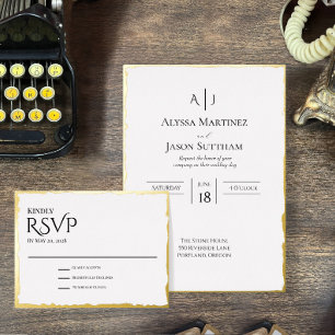 Deckle Edge Gold Foil RSVP Card