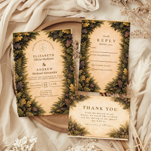 Autumn Woodland Foliage Wedding Thank You Card