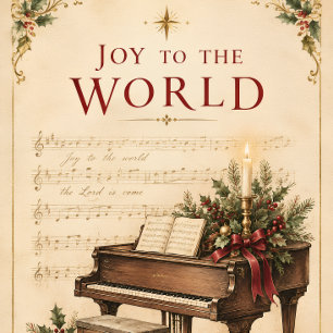 Vintage Christmas Greeting , Classical Music style Throw Pillow